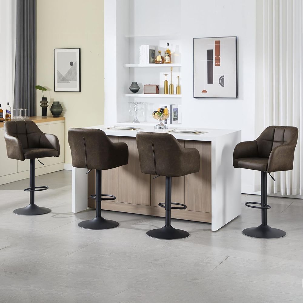 Set of 4 Swivel Leather Bar St – обзор и цена Home Bar And Counter