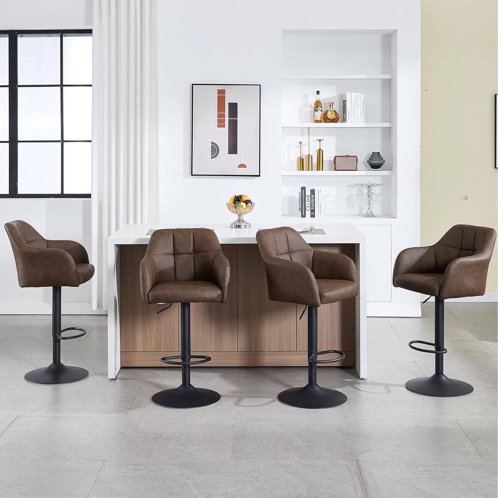 Set of 4 Swivel Leather Bar St – обзор и цена Home Bar And Counter