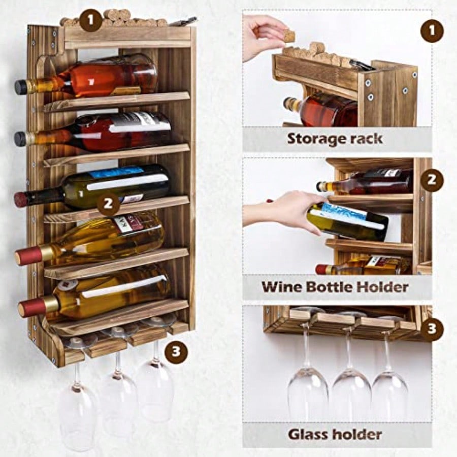 Wine Rack Wall Mounted WoodAlc – обзор и цена Home Bar Shelves
