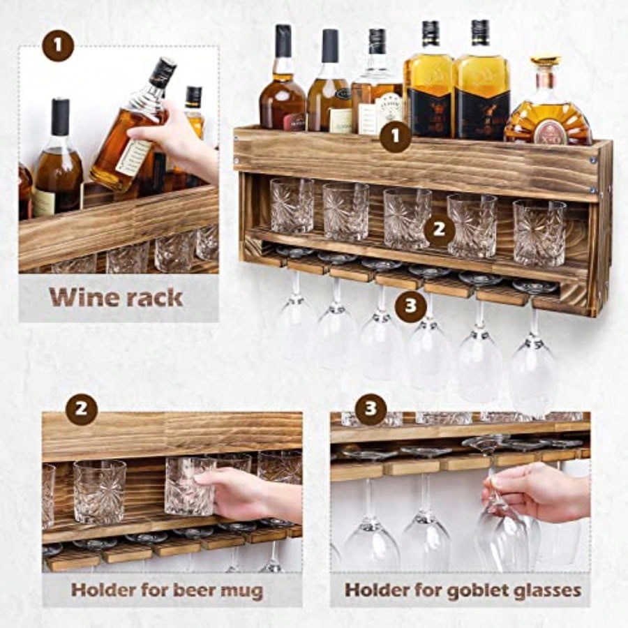 Wine Rack Wall Mounted WoodAlc – обзор и цена Home Bar Shelves