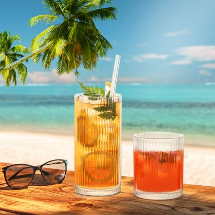 12Piece Ribbed Glassware Set w – обзор и цена Highball Glass Set