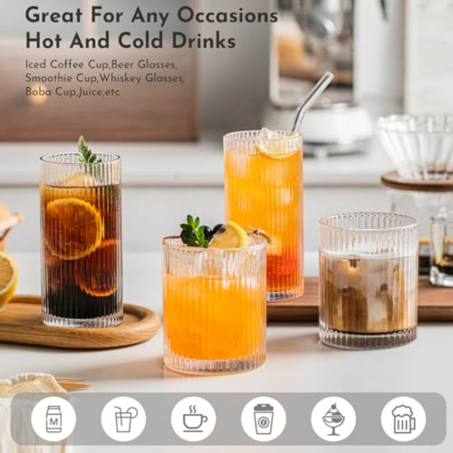 12Piece Ribbed Glassware Set w – обзор и цена Highball Glass Set