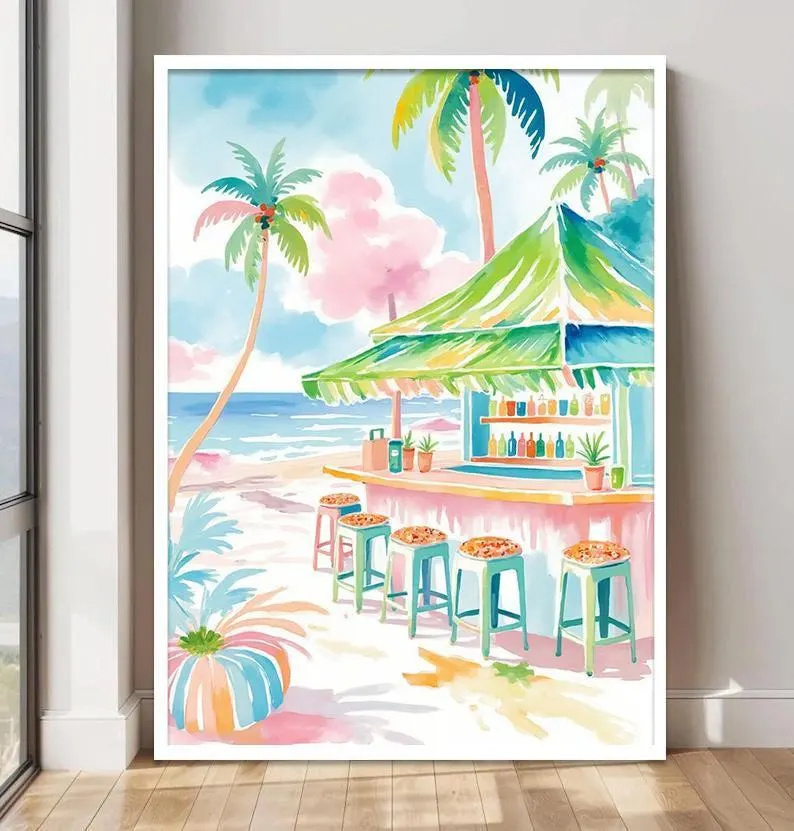 Boho Tropical Watercolor Wall  – обзор и цена Home Bar Set