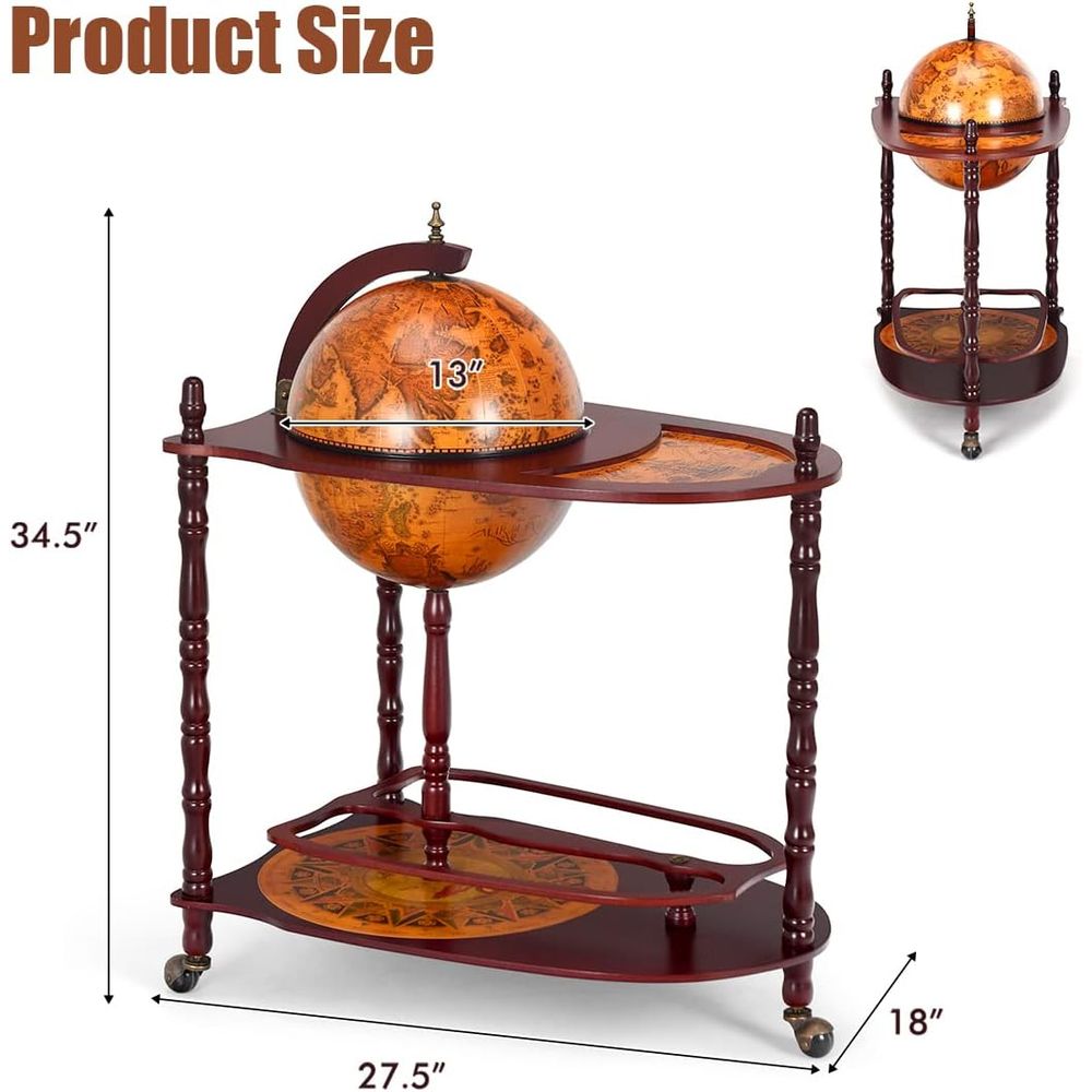 Vintage 34.5 Wheeled Globe Bar – обзор и цена Home Bar Shelves