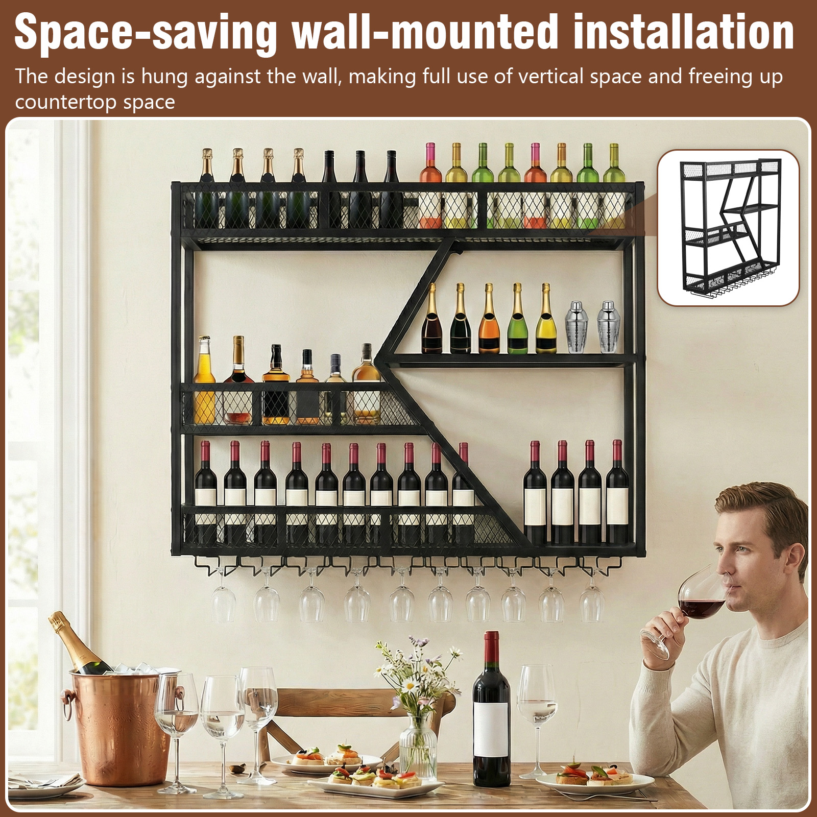 39in 3-Tiers Floating Bar Shel – обзор и цена Home Bar Shelves