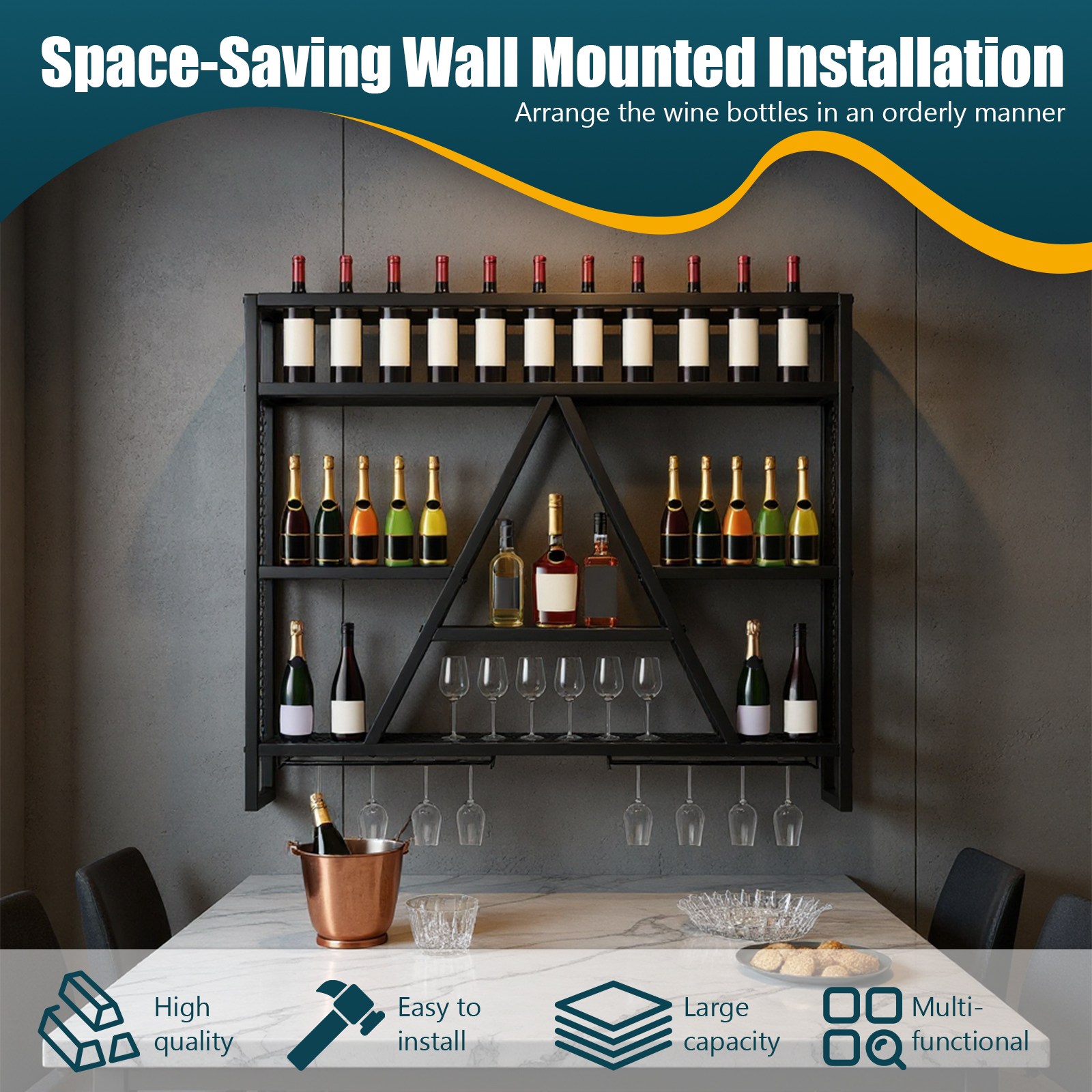 Metal Bottle & Glass Holder Mu – обзор и цена Home Bar Shelves