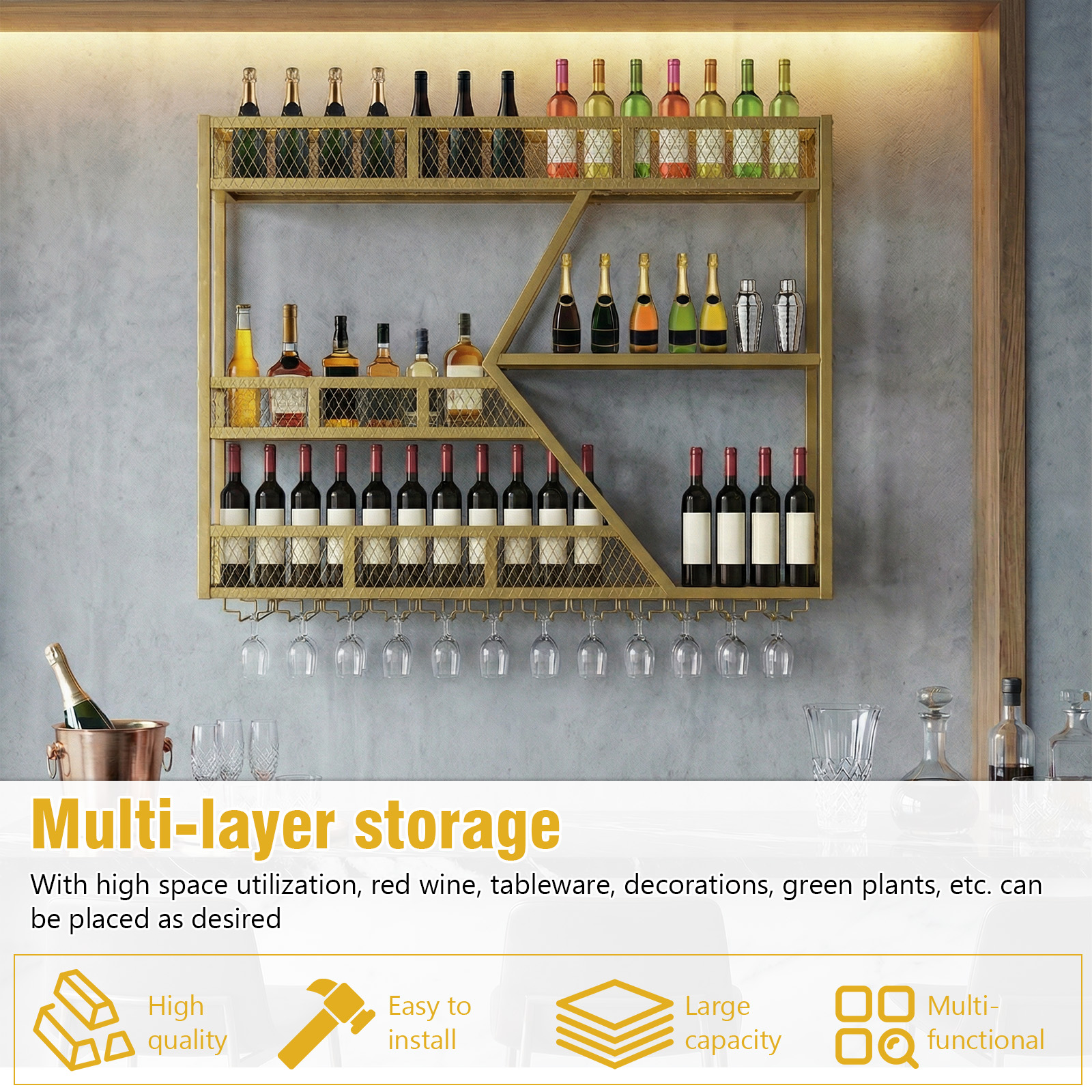 39in 3-Tiers Floating Bar Shel – обзор и цена Home Bar Shelves